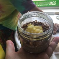 Chocolate chia pudding with pineapple (vegan)  at Juice Cafe in Tamarindo