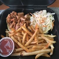 BBQ jackfruit, coleslaw and fries. All are Vegan at CUFF in Glendale