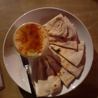 Hummus with pita bread at Bruntons in Yokohama