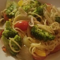 pasta with tomatoes and other vegetables at Bruntons in Yokohama