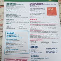 The vegan menu  at Lounges - Sorrento Lounge in Birmingham