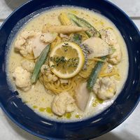 Lemon, cauliflower cream pasta (vegan)   at Shiro Cafe in Tokyo