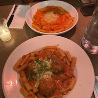 (top) Pink Vodka Cream (bottom) Spicy Meatball Riggies  at Pastabilities in Syracuse