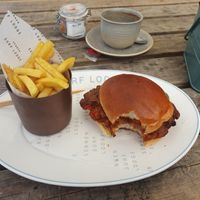 Chickpea burger at Surf Beach Bar in Sennen