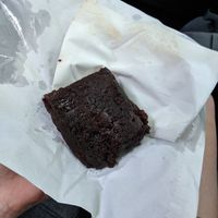 Vegan chocolate brownie at Surf Beach Bar in Sennen