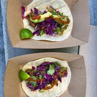 Vegan tacos with potato and poblano  at Two Crows Tacos - Food Truck in Missoula