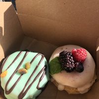 Chocolate pistachio and lemon raspberry, both gluten free at VEERA in Missoula