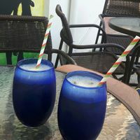 Fruit punch with paper straw at Mad Irie in Crete