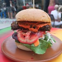 Very tasty and big vegan burger at Mad Irie in Crete