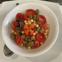 Insalata di ceci pomodorini e olive taggiasche   at Oleoteca Bartolomei l'Olio Orvieto con Cucina in Orvieto