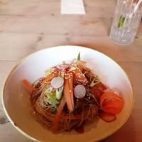 Salt and pepper tofu and noodles at Hell Below in Carlisle