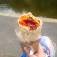 Best wrap I've had in forever (Chicken & Chorizo) at Riverside Deli in Nelson