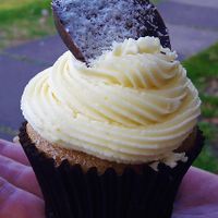 Coconut cupcake at Riverside Deli in Nelson
