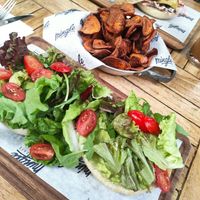 Avocado toast and sweet potatoe fries at Mingle Cafe in Larnaca