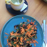 Vegan toast and matcha latte  at Noshi Coffee in Porto