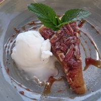 Vegan treacle tart with coconut icecream at The Swan Pub & Restaurant in Worcester