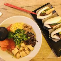 Vegan ramen and tofu buns  at Miyagi Ramen Bar in Rehoboth Beach