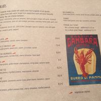 English menu  at La Pizzeria in Maribor