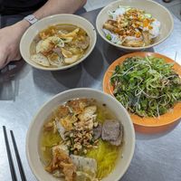(nearest)- mi guang. (Left) Bun bo hue. (Right) Bun cha ram. at Au Lac Chay - Bach Dang in Nha Trang