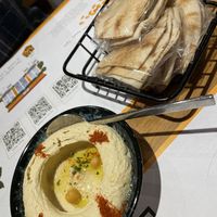 A side of hummus, with pita bread  at Tahin  in Istanbul
