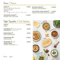 Vegan menu (as of 12/2023) at Tahin  in Istanbul