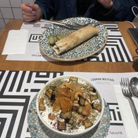 My wrap is vegan here - my partners food vegetarian  at Tahin  in Istanbul