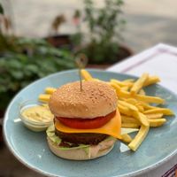 Beyond meat cheeseburger  at Meson Mudejar in Archez