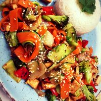 Kung Pao Tofu & Vegetable Stir-fry at Meson Mudejar in Archez