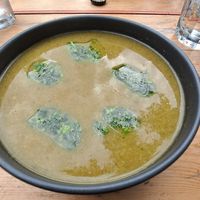 Potato broccoli soup 😋 at Lola Rosa - Places des Festivals in Montreal