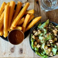 Chickpea fries were amazing.  at Lola Rosa - Places des Festivals in Montreal