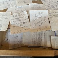 The drawer at our table was full of lovely notes written by previous customers on the back of their receipts. Don’t miss out on reading these! 🥰  at Lola Rosa - Places des Festivals in Montreal