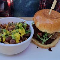 Cayun burger with poutine at Lola Rosa - Places des Festivals in Montreal