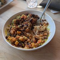 Chilli served w Basmati Rice at Lola Rosa - Places des Festivals in Montreal