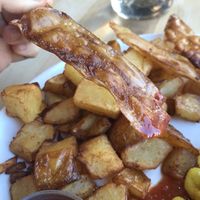 Close up of the rice bacon, so good!  at Lola Rosa - Places des Festivals in Montreal