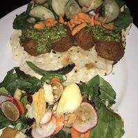 Falafel sandwich with side salad at Homegrown Gastropub in Reno
