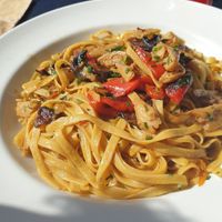 Saitan Fettuccine at Vagas Bar in Matosinhos