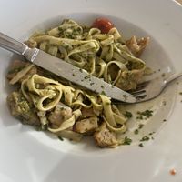 Spaghetti com seitan (tirei a foto depois de começar a comer…)   at Vagas Bar in Matosinhos