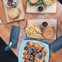 Pizza & burgers 💛 at Ezitis Migla - Aldaru in Riga