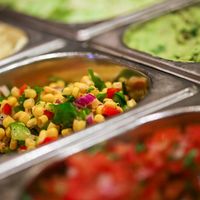 Freshly prepared salsas at Mexigo in Southampton