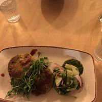 Crispy pea & chickpea pancakes at Urbanity in Dublin