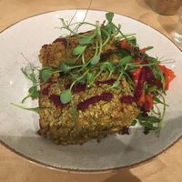 Daily special: carrot and leek bake, pepper and rocket salad, beetroot dressing  at Urbanity in Dublin