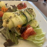 Cucumber stuffed with hummus  at Amaranta in Girona