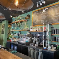 As you enter // bar area at Velo Cafe in Interlaken