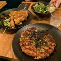 From left top to bottom: wakame salad, crispy aubergine and okonomi at Silk in Split