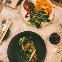 Burger of fake meat with cheese and bbq sauce  at The Green Affair - Saldanha in Lisbon