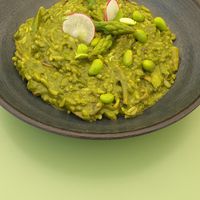 Edamame beans and asparagus risotto at The Green Affair - Saldanha in Lisbon