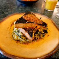 Similar a um prato de peixe com batatas, feito de tofu at The Green Affair - Saldanha in Lisbon