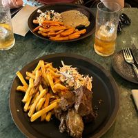 Seitan steak (background) and seitan ribs (foreground) at The Green Affair - Saldanha in Lisbon