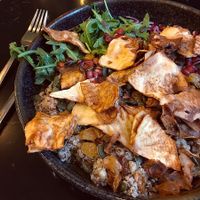Quinoa Salad, Pumpkin Seeds and Sultanas. Wild Rocket and Pomegranate, Red Cabbage and Roasted Pumpkin. Celeriac Chips and Lemon Vinaigrette. at The Green Affair - Saldanha in Lisbon