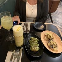 Gyoza and the turmeric coconut drink was amazing at The Green Affair - Saldanha in Lisbon